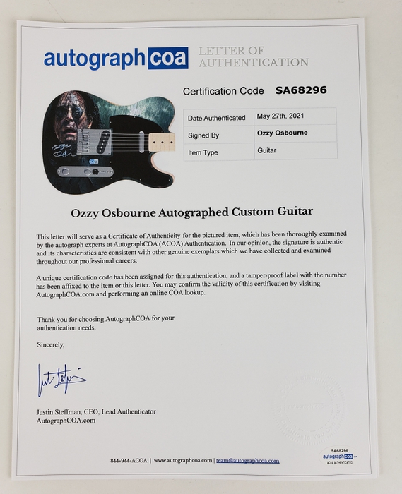 AutographCOA (ACOA) Authentication's Letter of Authenticity (LOA) is included.